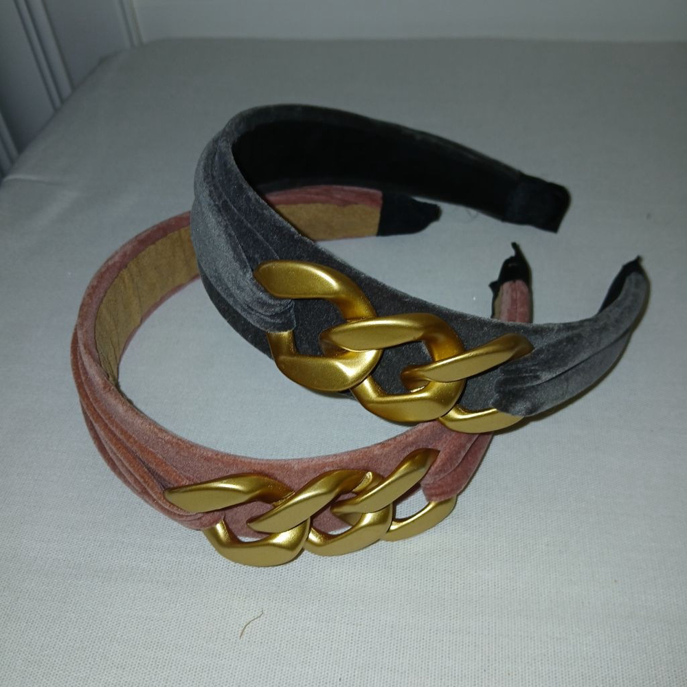 Women's Unbranded Hair Accessories One Size Pink Gray Velvet Headbands